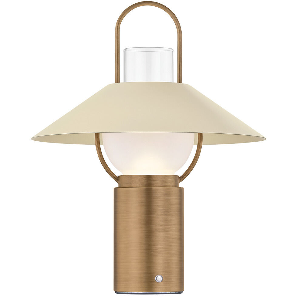 Kindle 14.5 inch 3.00 watt Patina Brass/Soft Sand Rechargeable Table Lamp Portable Light